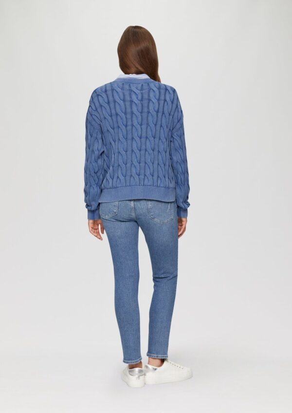 Pullover mit Zopfstrickmuster und Garment Dye