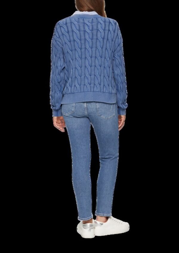 Pullover mit Zopfstrickmuster und Garment Dye