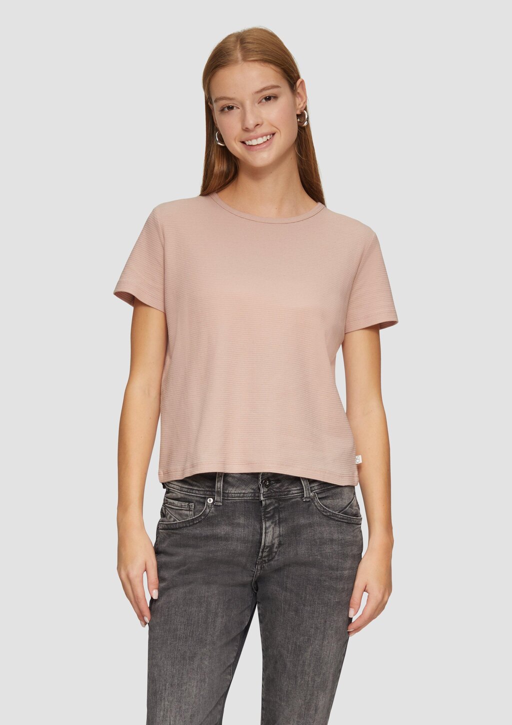 Verkürztes T-Shirt mit Piquéstruktur