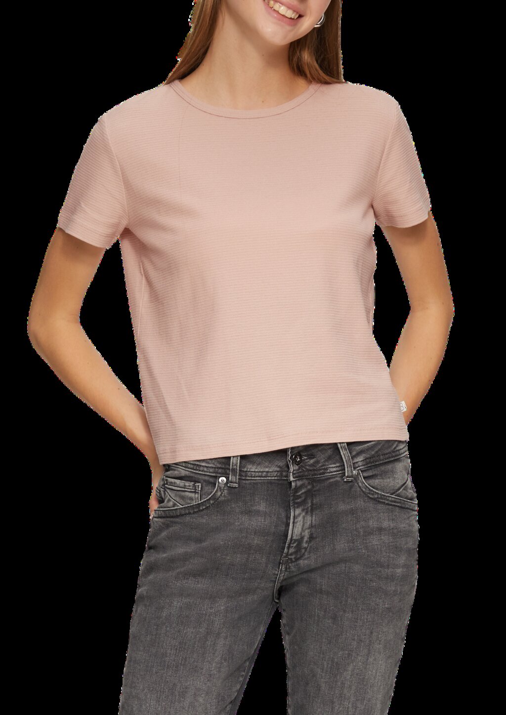 Verkürztes T-Shirt mit Piquéstruktur