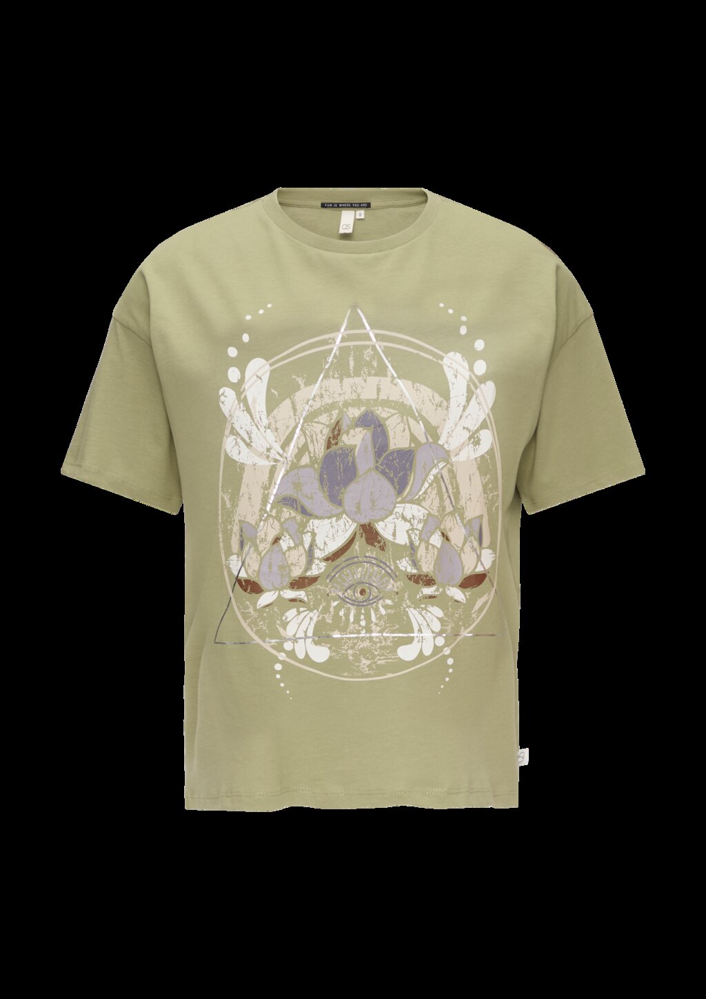 Print-T-Shirt mit überschnittenen Schultern