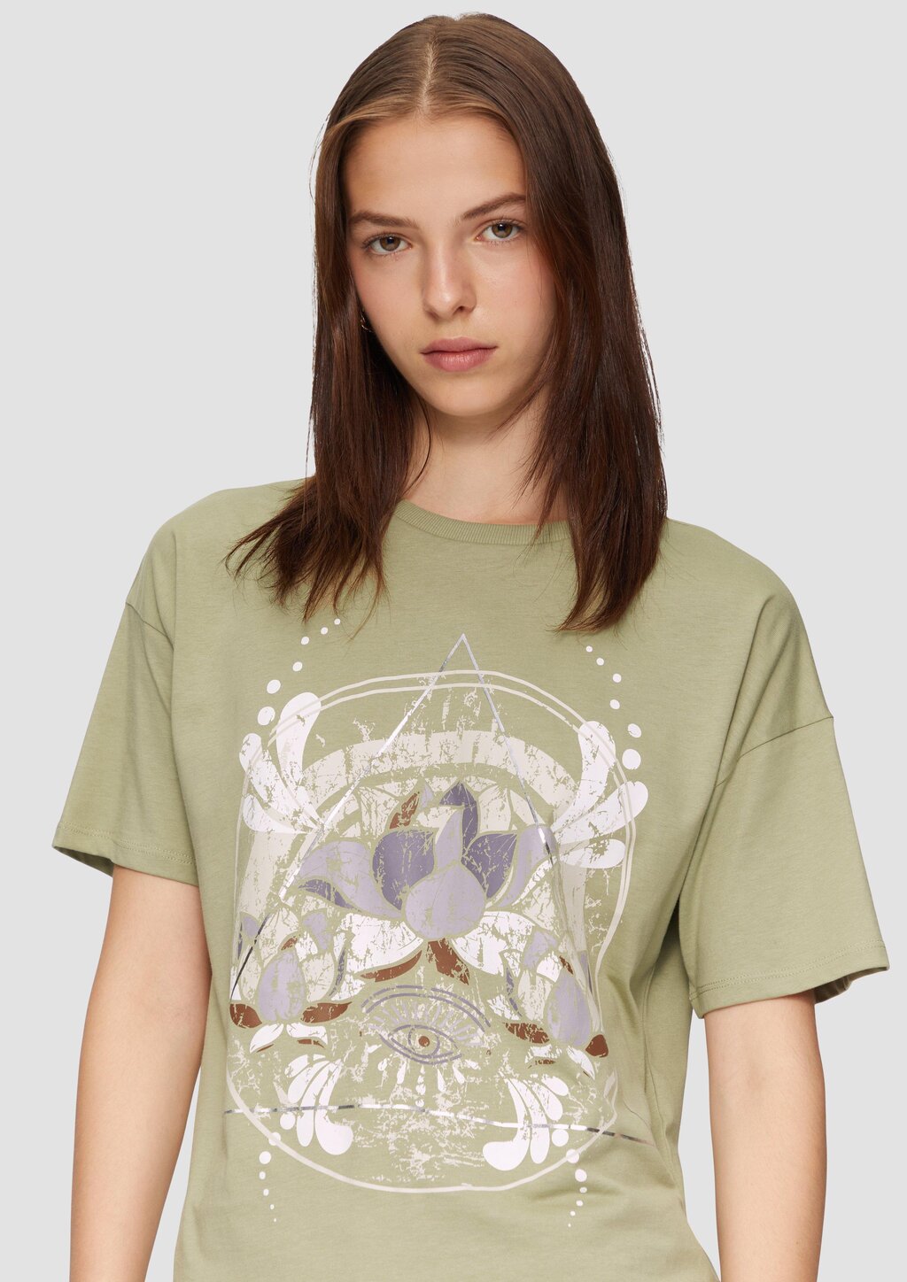 Print-T-Shirt mit überschnittenen Schultern