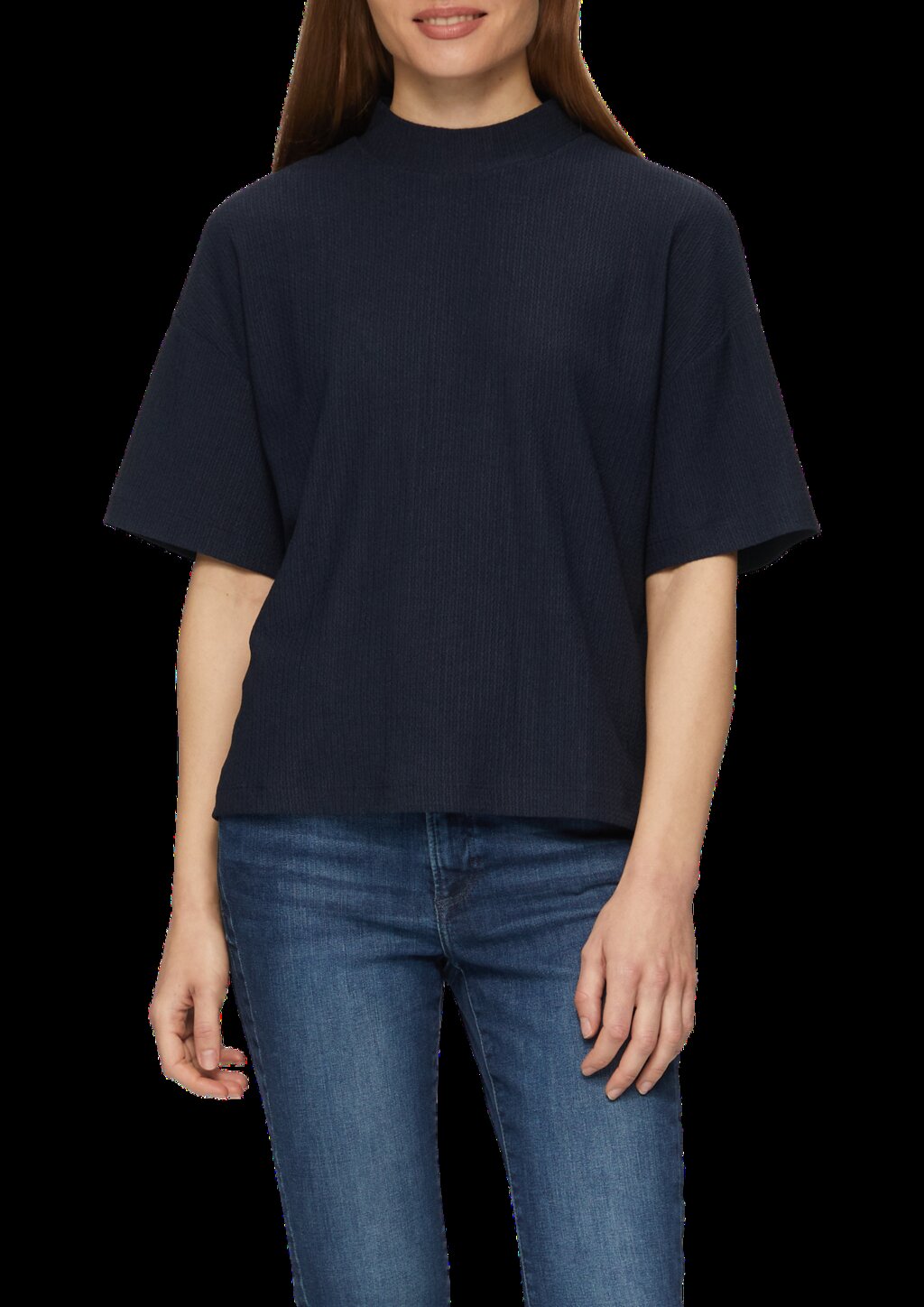 Crêpe-Shirt mit Stehkragen