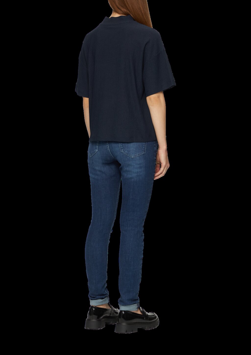 Crêpe-Shirt mit Stehkragen