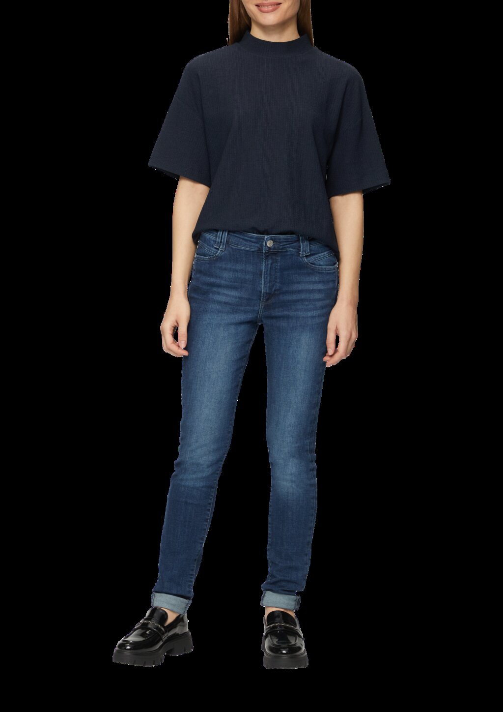 Crêpe-Shirt mit Stehkragen