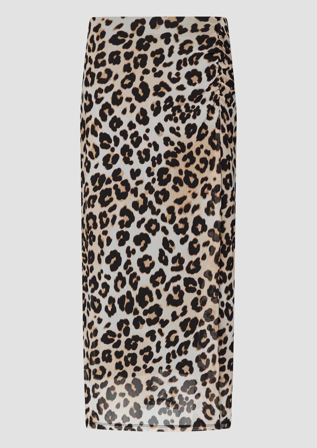 Mesh-Rock mit Raffdetail und Leo-Print