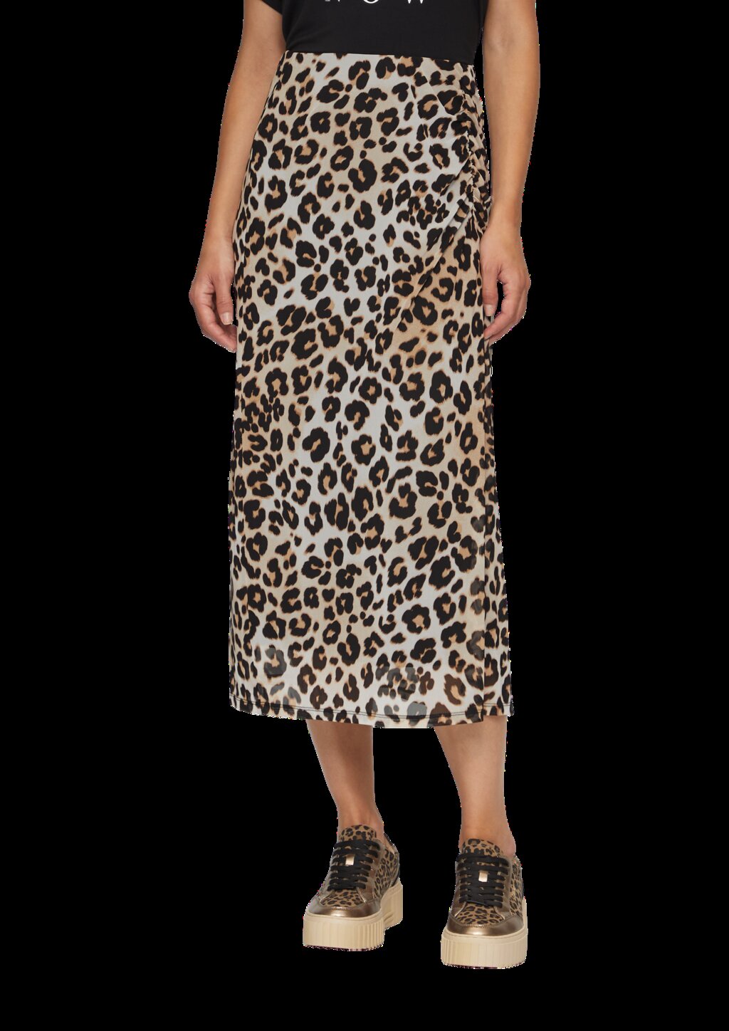 Mesh-Rock mit Raffdetail und Leo-Print