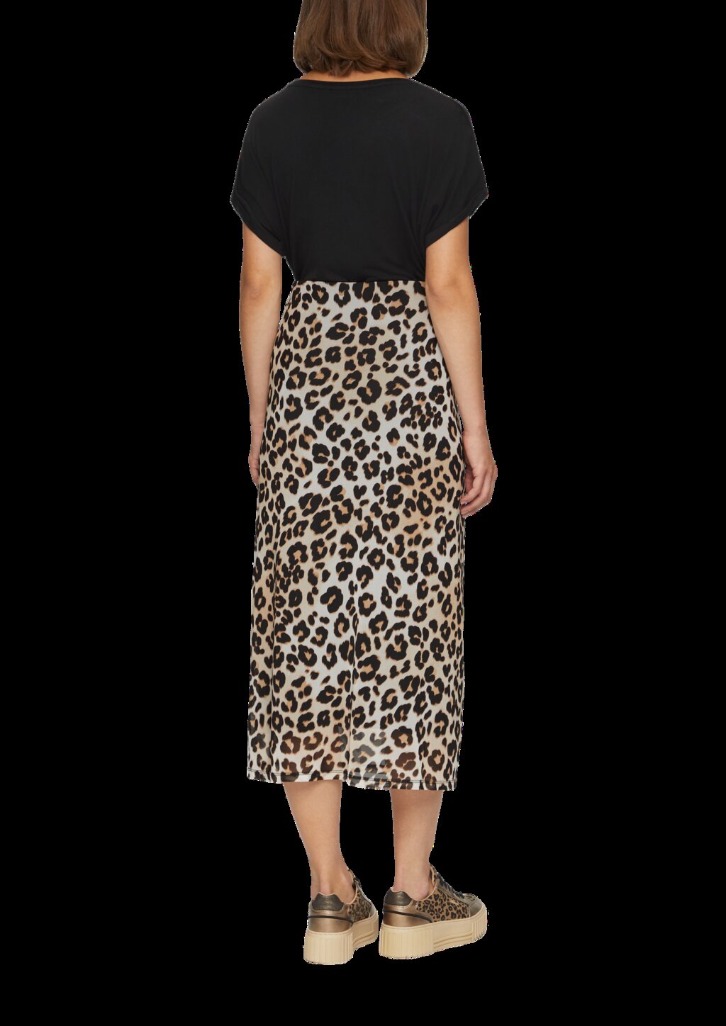 Mesh-Rock mit Raffdetail und Leo-Print