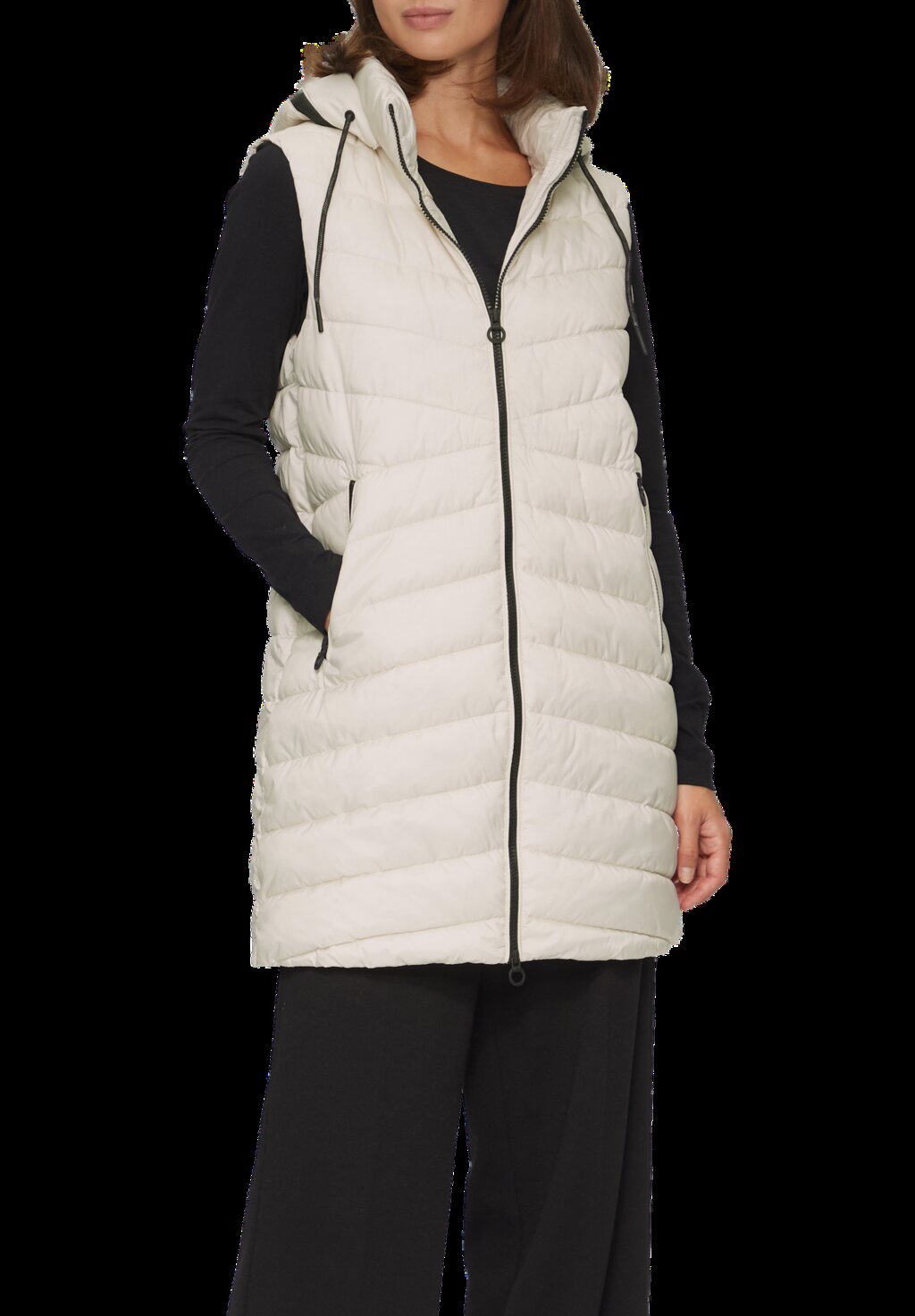 Leichte Steppweste mit Logo-Kapuze