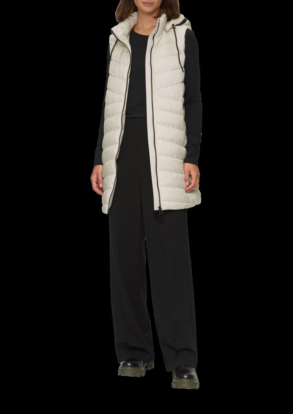 Leichte Steppweste mit Logo-Kapuze