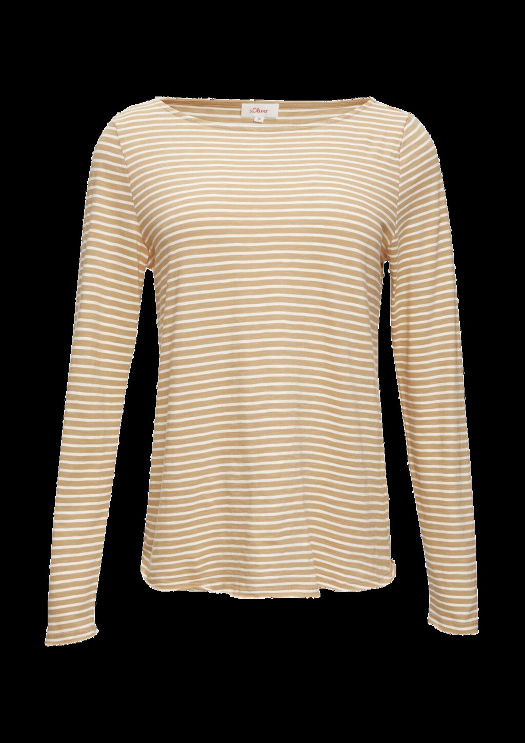 Longsleeve mit Flammgarnstruktur und U-Boot-Ausschnitt