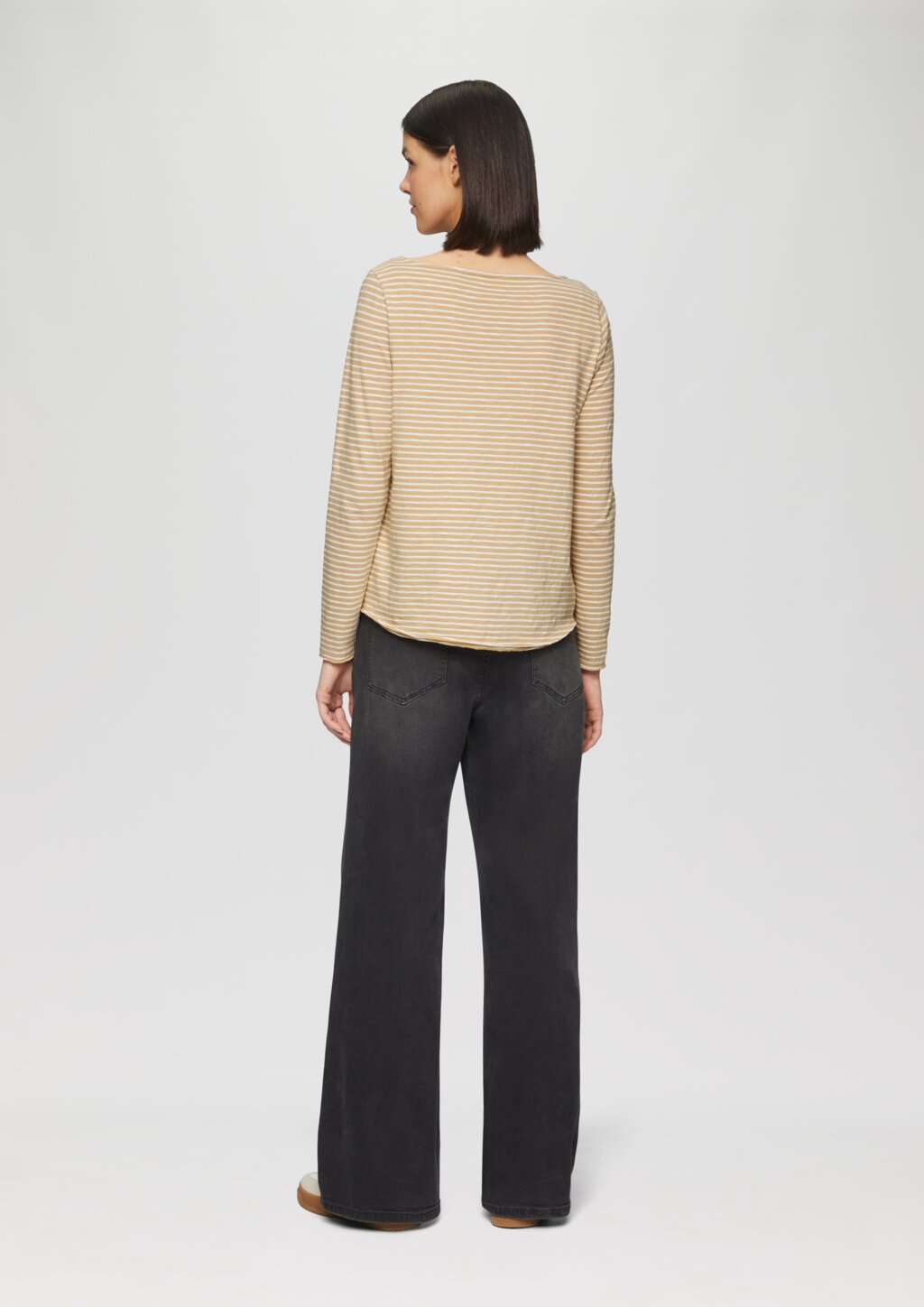 Longsleeve mit Flammgarnstruktur und U-Boot-Ausschnitt