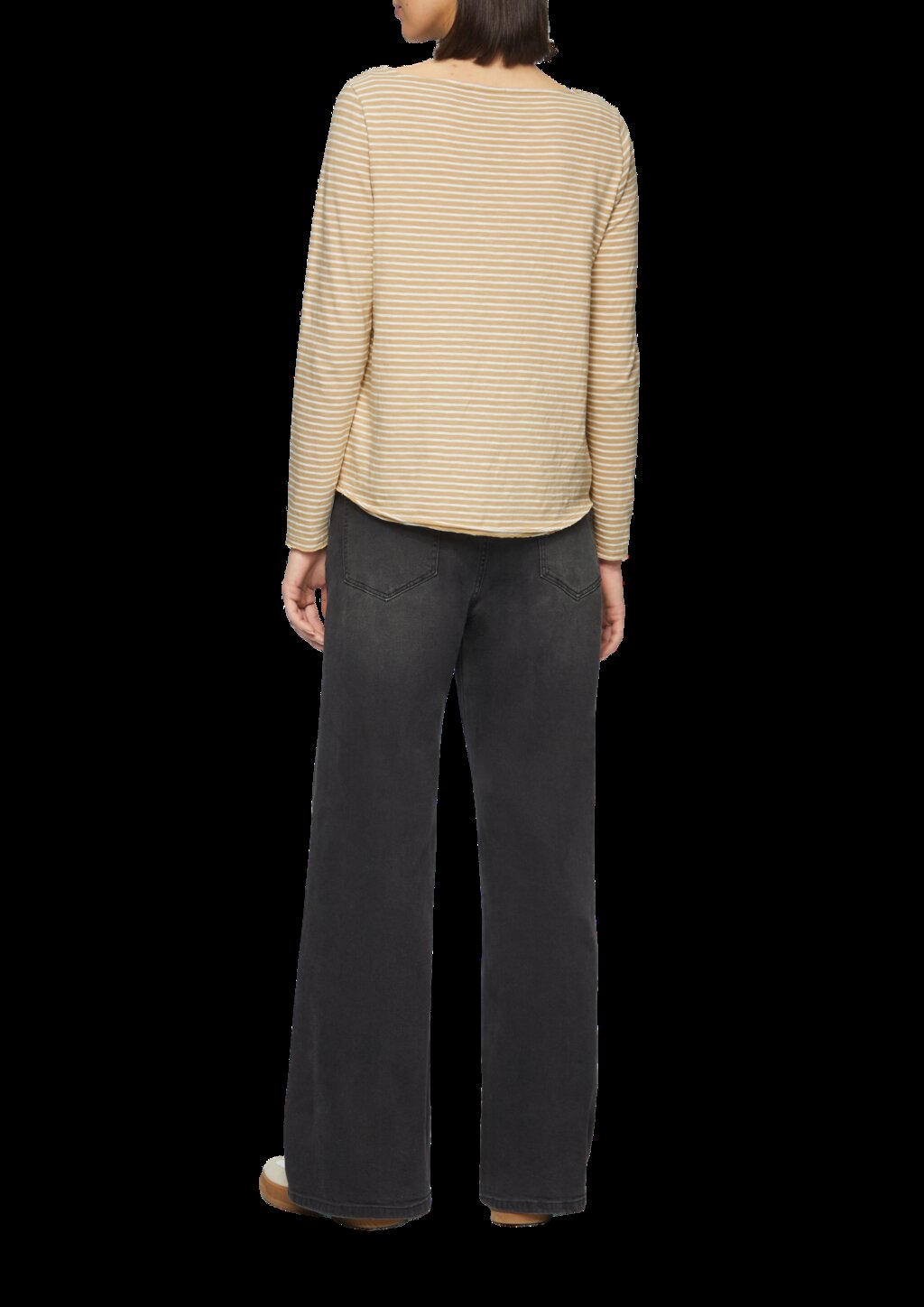 Longsleeve mit Flammgarnstruktur und U-Boot-Ausschnitt