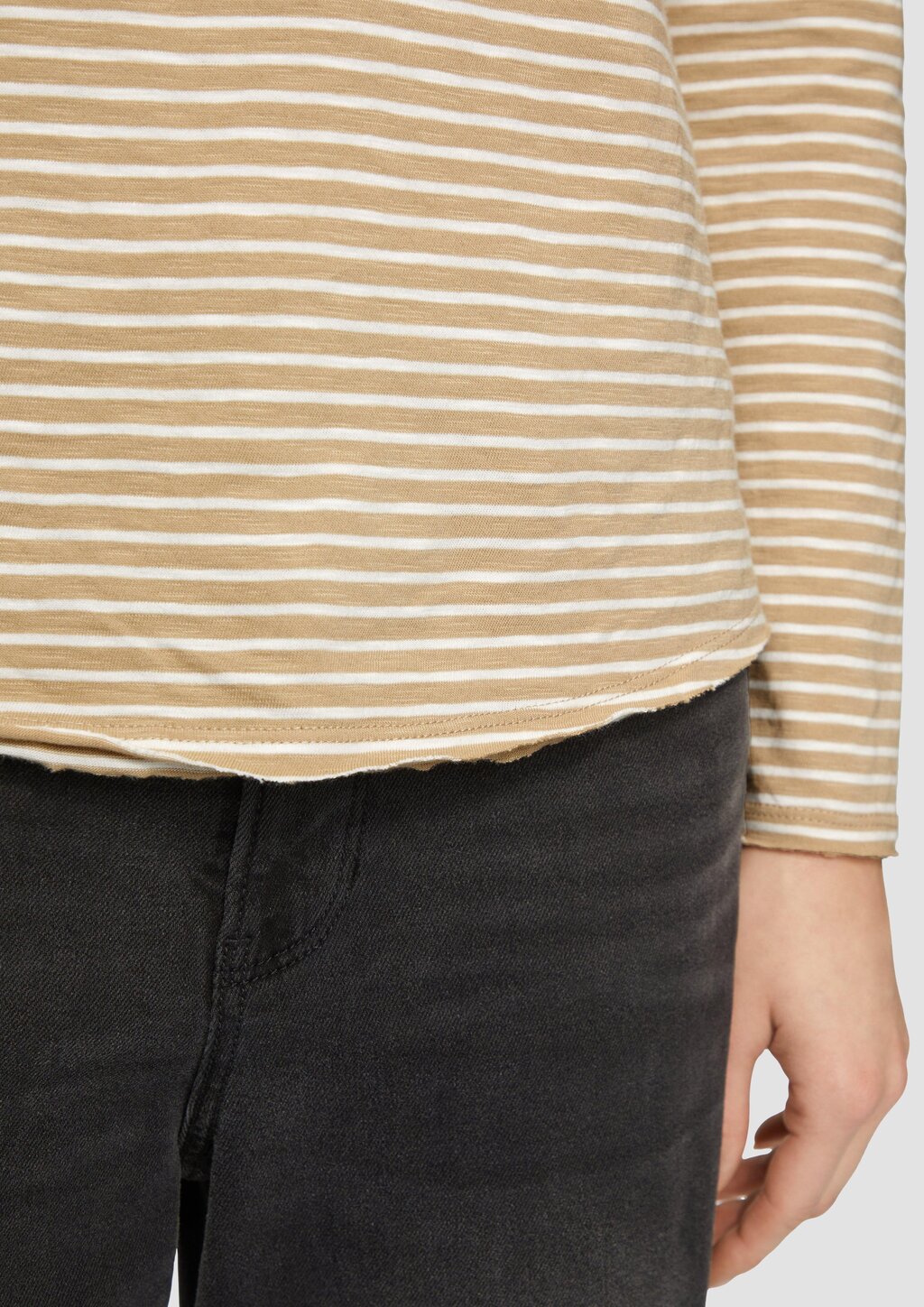 Longsleeve mit Flammgarnstruktur und U-Boot-Ausschnitt