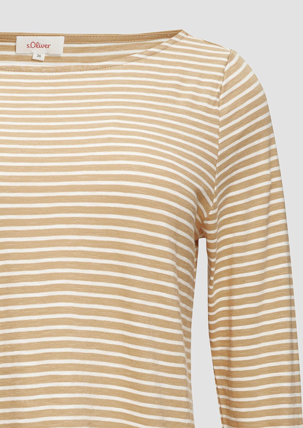 Longsleeve mit Flammgarnstruktur und U-Boot-Ausschnitt