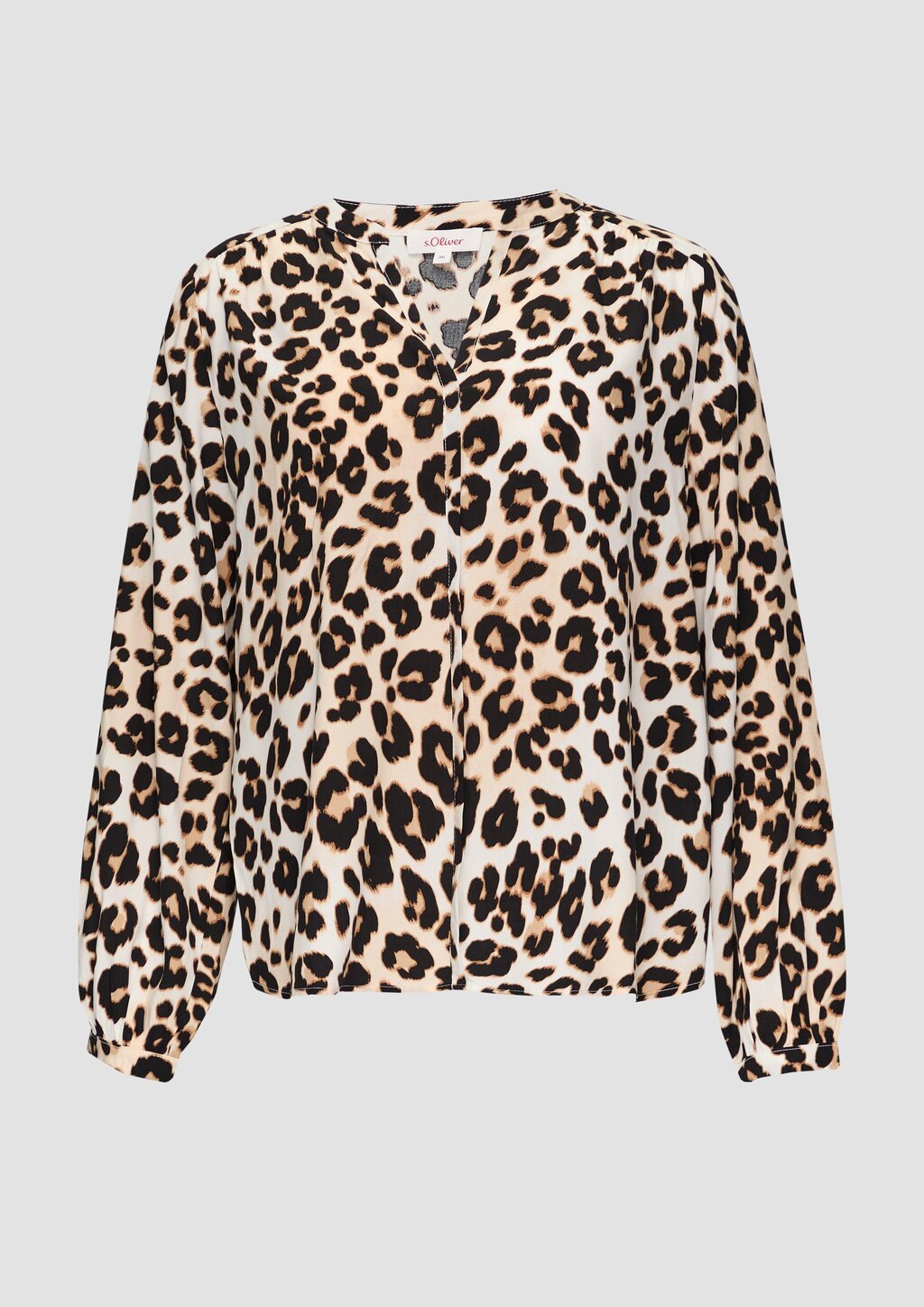 Viskose-Bluse mit Raffdetails und All-over-Print