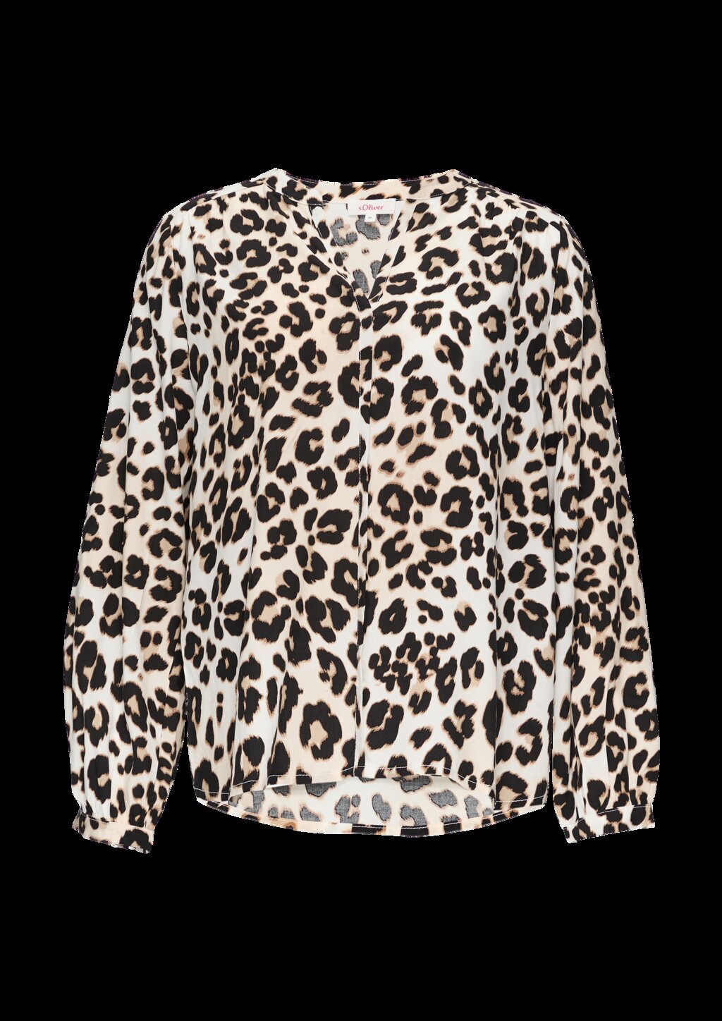 Viskose-Bluse mit Raffdetails und All-over-Print