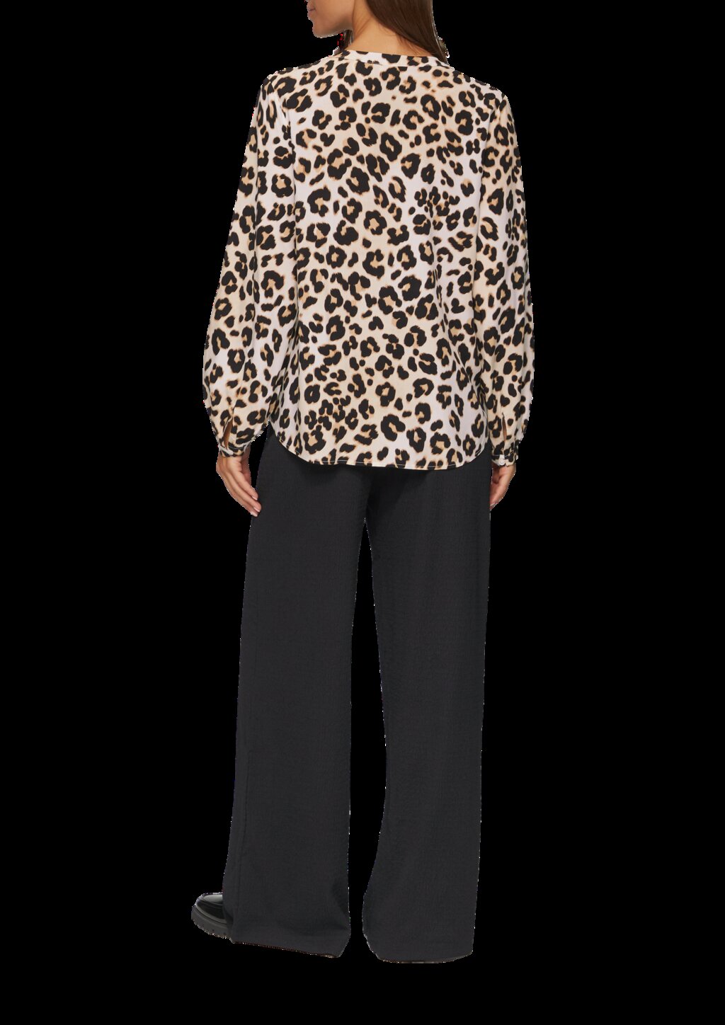 Viskose-Bluse mit Raffdetails und All-over-Print