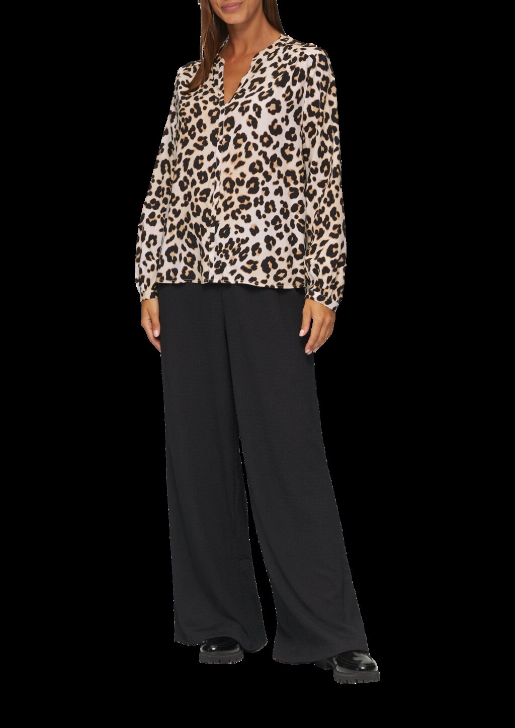 Viskose-Bluse mit Raffdetails und All-over-Print