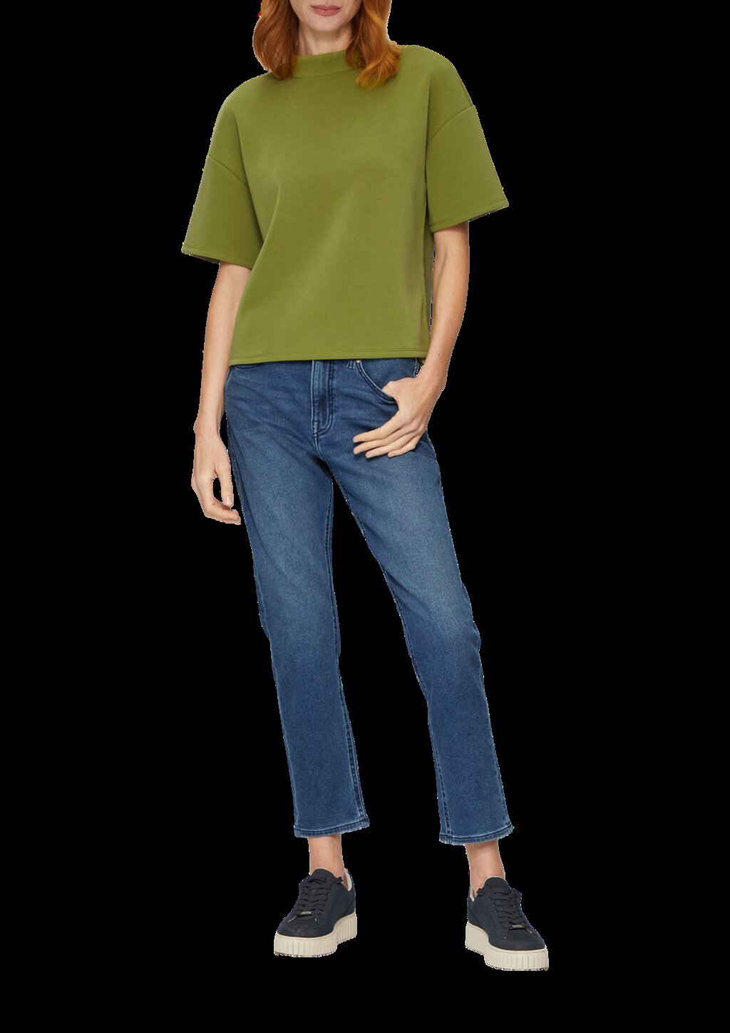 T-Shirt aus Scuba mit Logo-Tape im Relaxed Fit