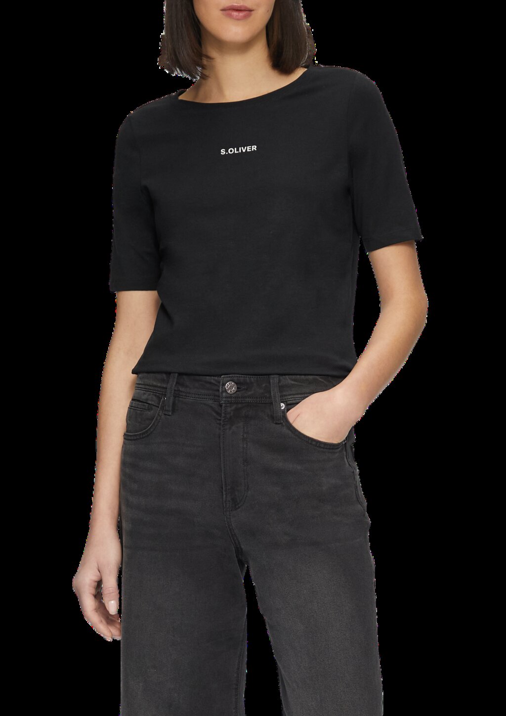 Elastisches T-Shirt mit Logo-Print