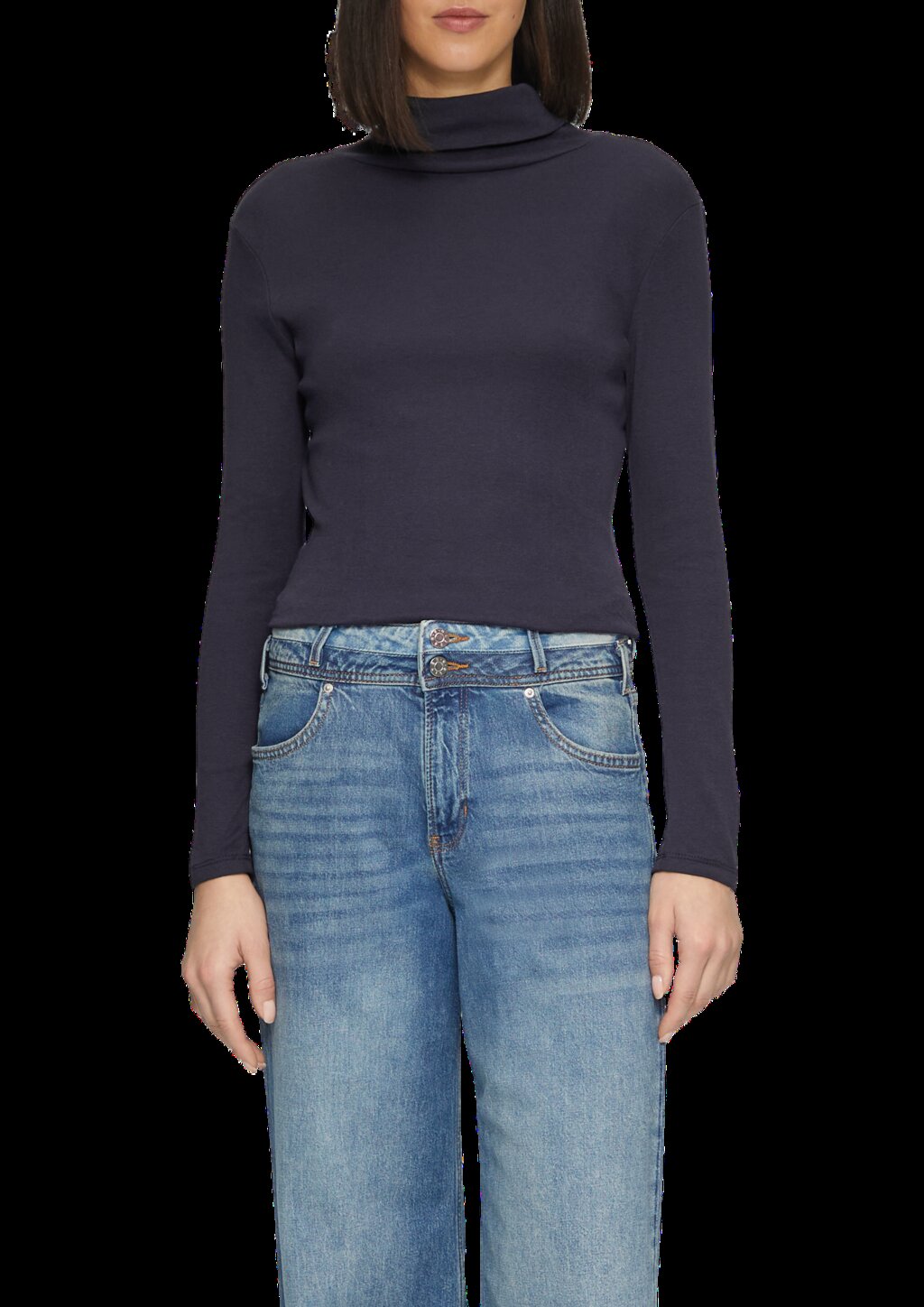 Elastisches Langarmshirt mit Rollkragen