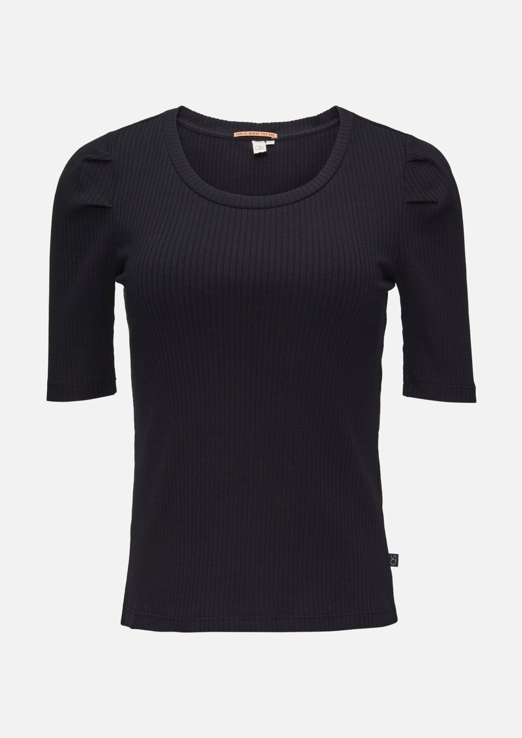 Rippshirt mit Puffärmel