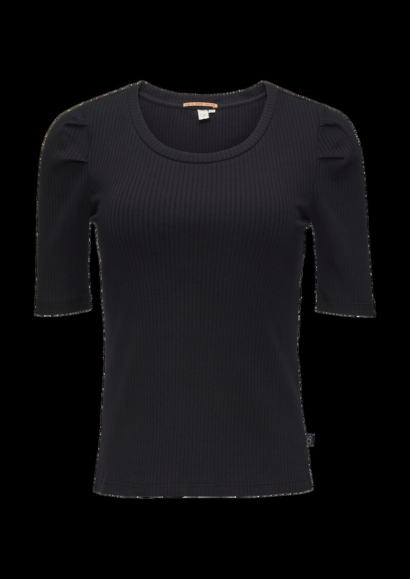Rippshirt mit Puffärmel