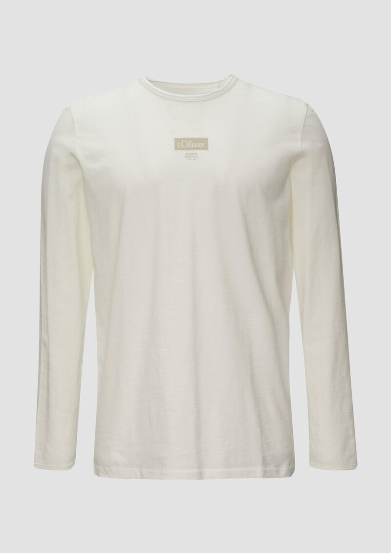 Logo-Shirt mit Rollkante und Flammgarnstruktur