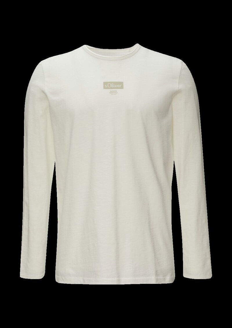 Logo-Shirt mit Rollkante und Flammgarnstruktur