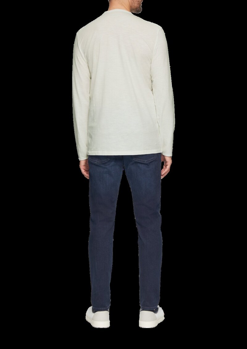 Logo-Shirt mit Rollkante und Flammgarnstruktur