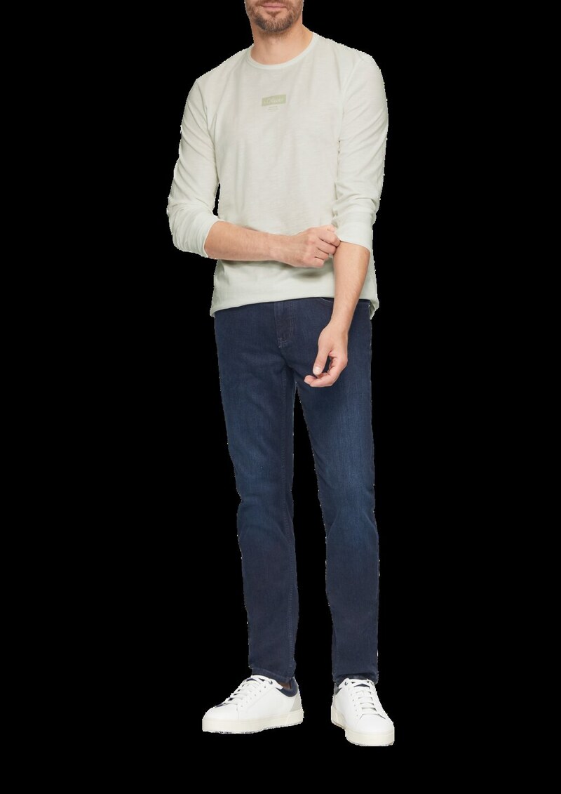 Logo-Shirt mit Rollkante und Flammgarnstruktur