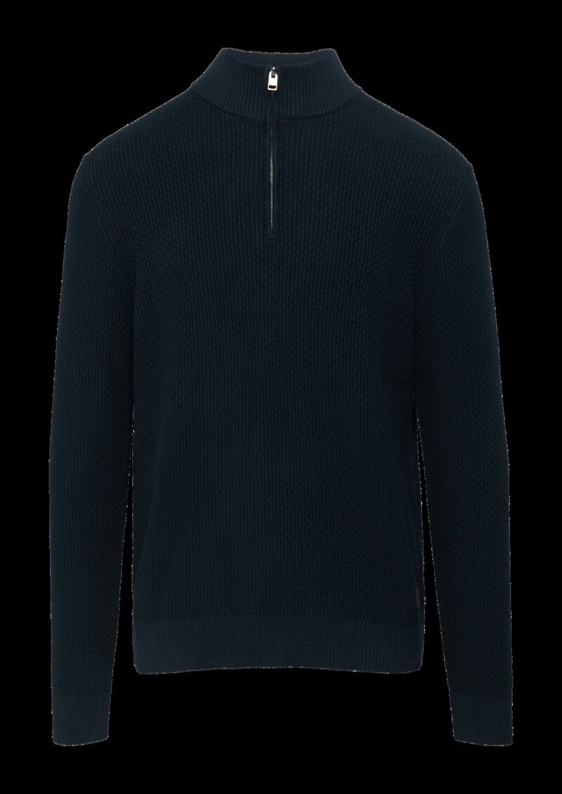 Strukturierter Strickpullover mit Troyerkragen