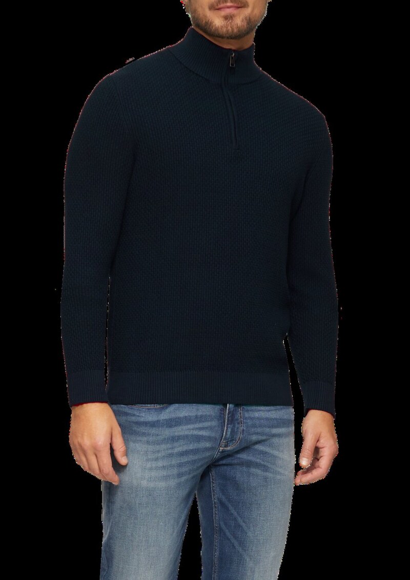 Strukturierter Strickpullover mit Troyerkragen