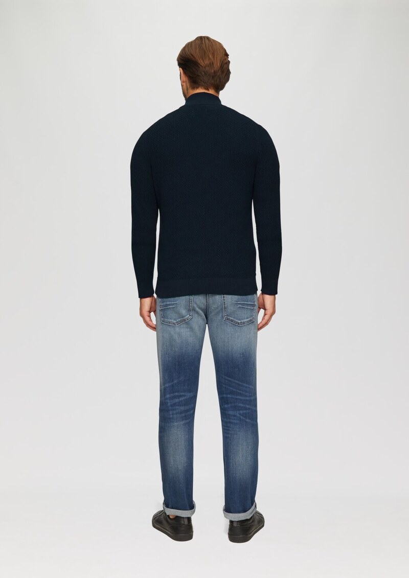 Strukturierter Strickpullover mit Troyerkragen