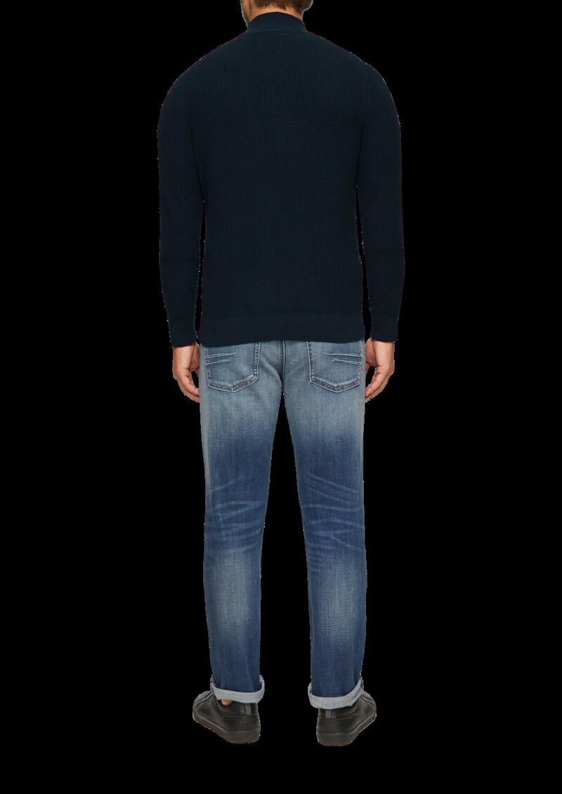 Strukturierter Strickpullover mit Troyerkragen