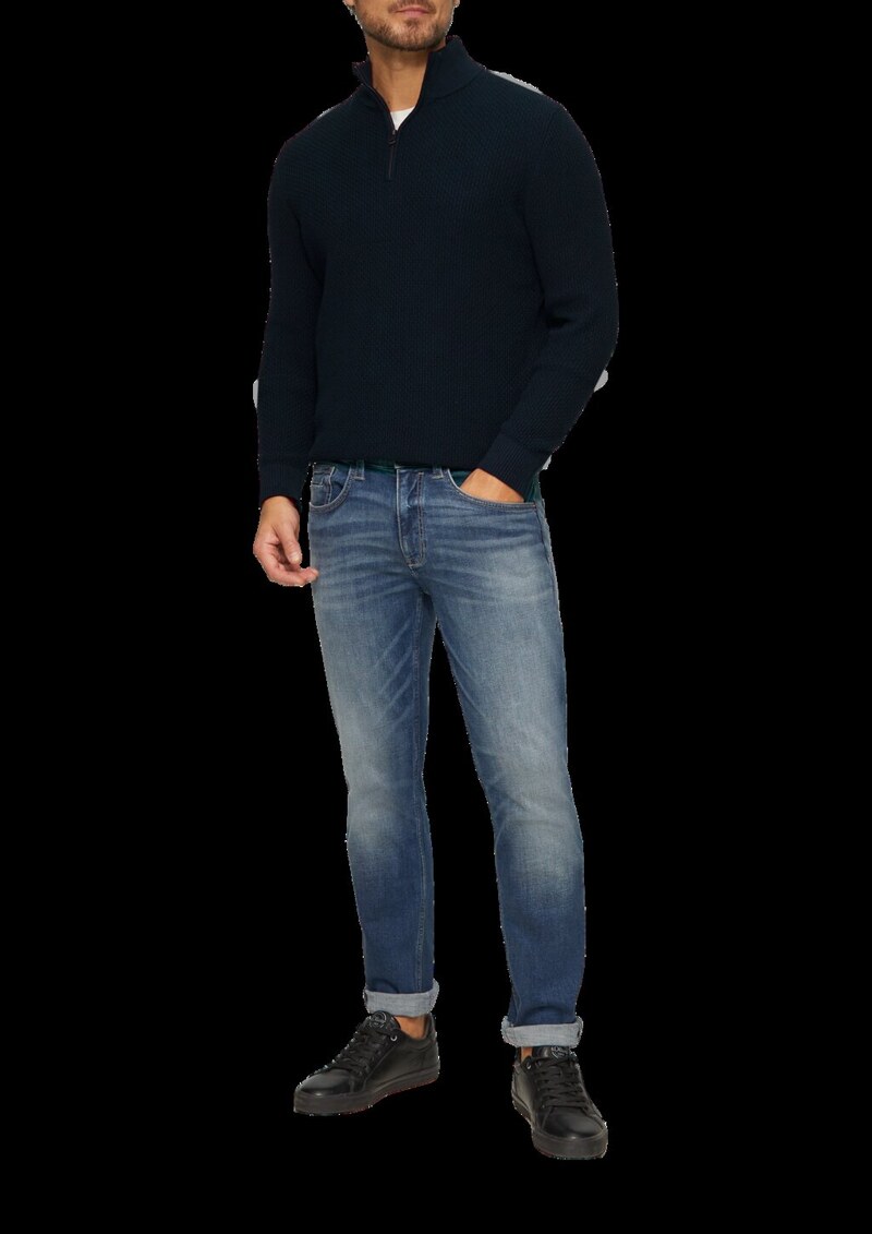 Strukturierter Strickpullover mit Troyerkragen