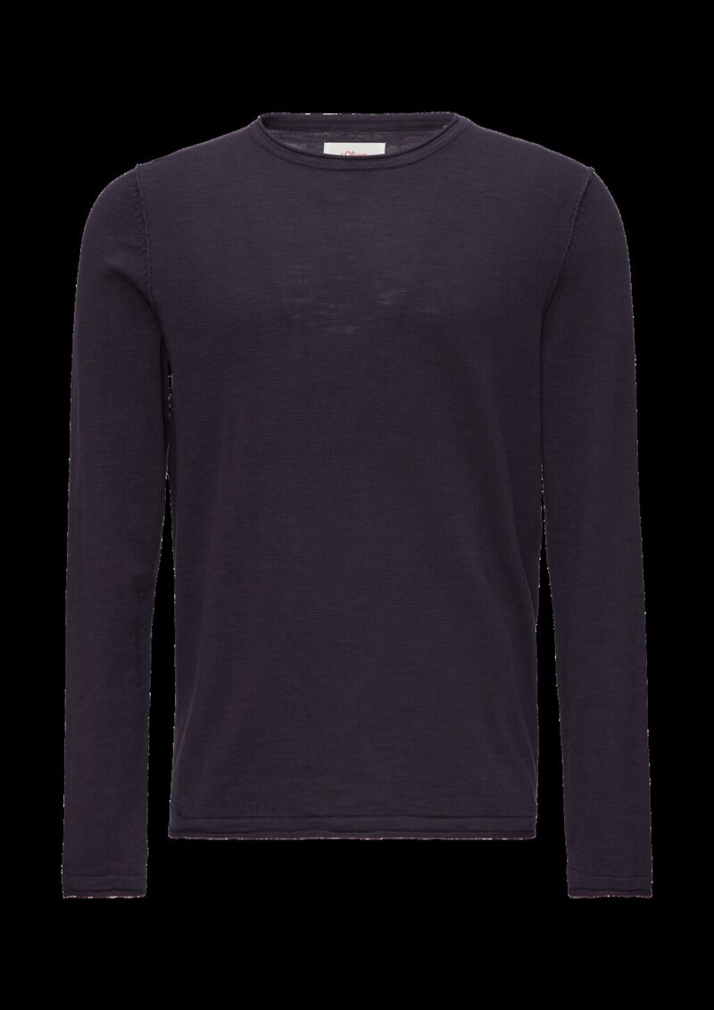 Strickpullover mit Flammgarnstruktur und Rollsaum-Details