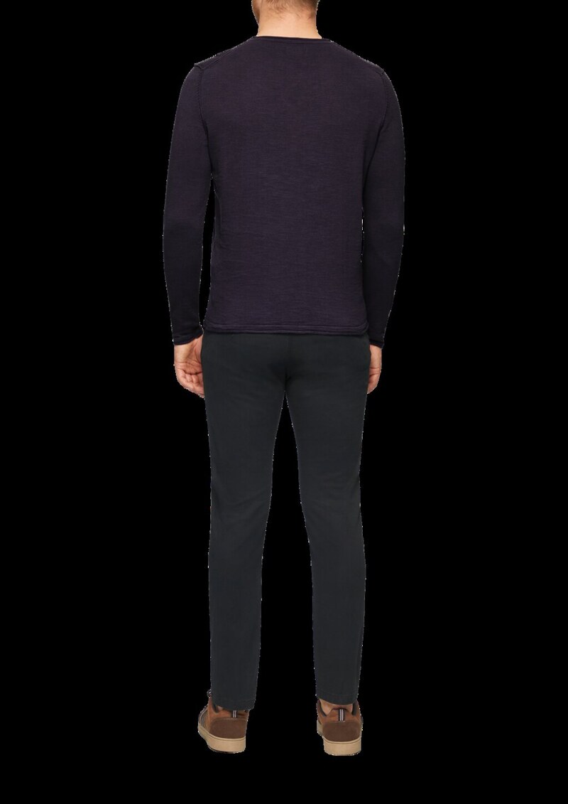 Strickpullover mit Flammgarnstruktur und Rollsaum-Details