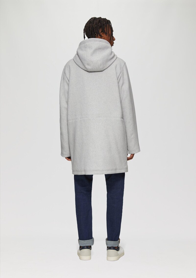 Kapuzen-Mantel aus Wollmix mit gestepptem Innenfutter
