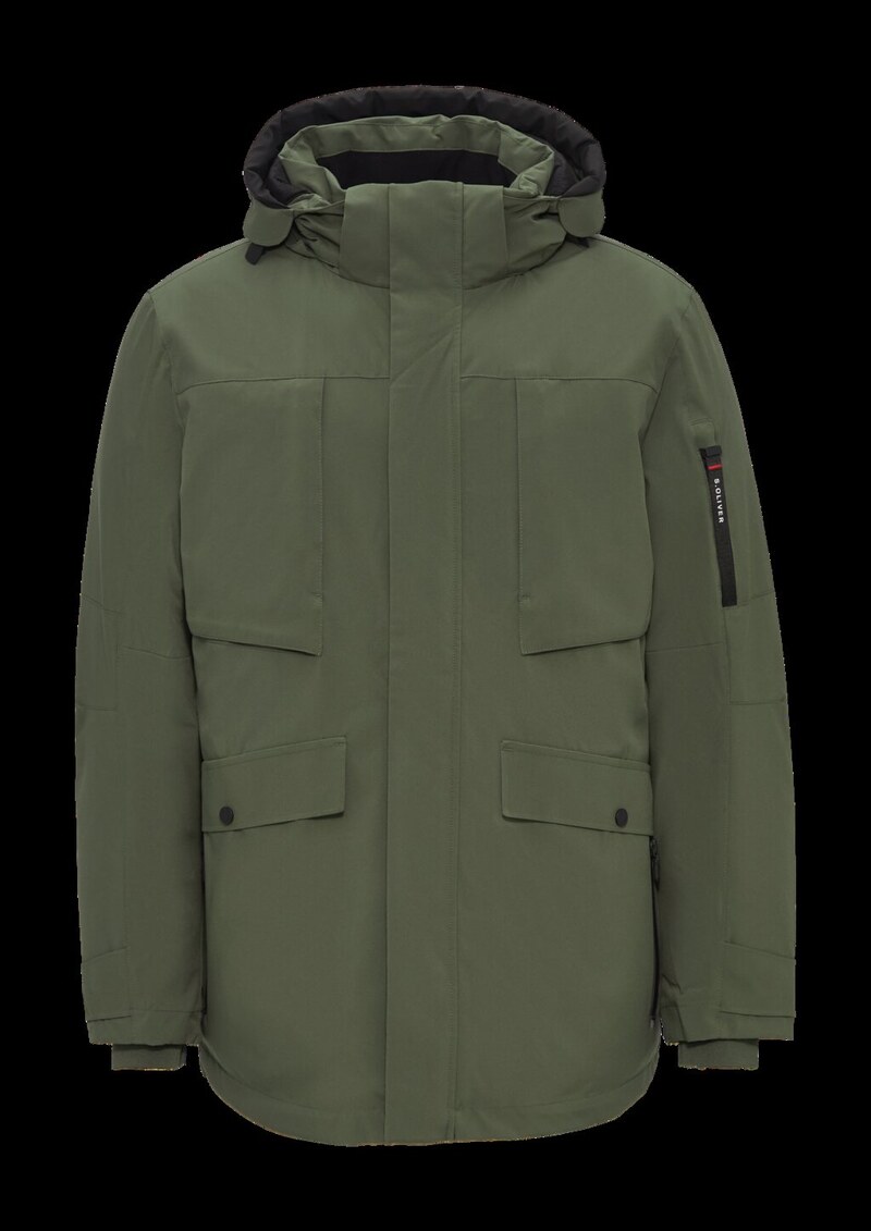 Wasserabweisender Parka mit abnehmbarer Kapuze und weichem Griff