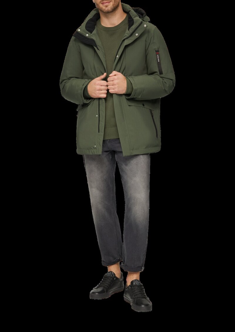 Wasserabweisender Parka mit abnehmbarer Kapuze und weichem Griff