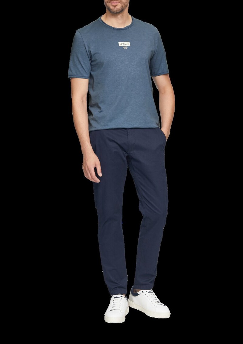 Logo-Shirt mit Rollkante und Flammgarnstruktur