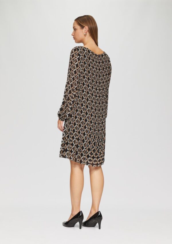 Plissiertes Chiffonkleid mit Puffärmeln