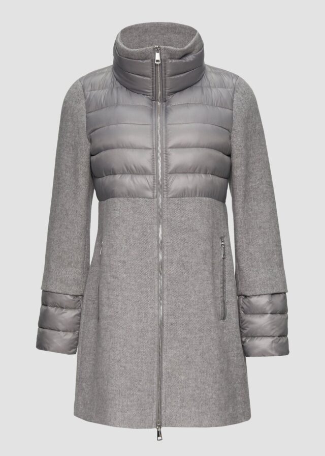 Mantel im Fabricmix mit hohem Stehkragen