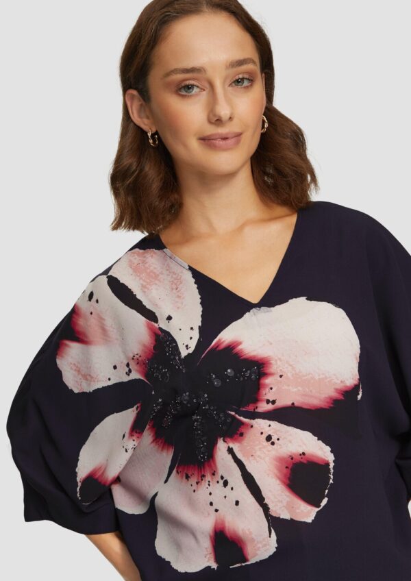 Verkürzte Crêpe-Bluse im Loose Fit mit Pailletten