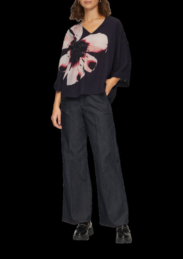 Verkürzte Crêpe-Bluse im Loose Fit mit Pailletten