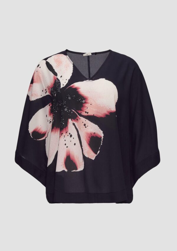 Verkürzte Crêpe-Bluse im Loose Fit mit Pailletten