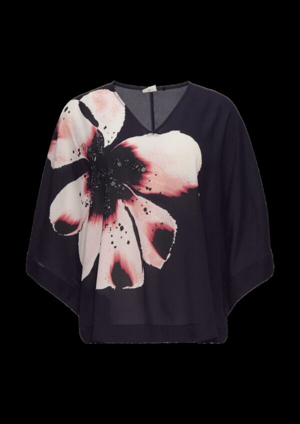 Verkürzte Crêpe-Bluse im Loose Fit mit Pailletten