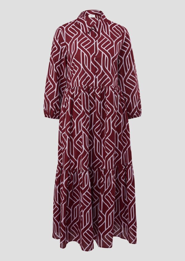 Baumwollkleid mit grafischem Print und Volants